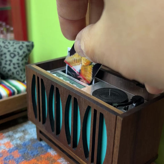 Walnut Stereo Console 1:12 Scale